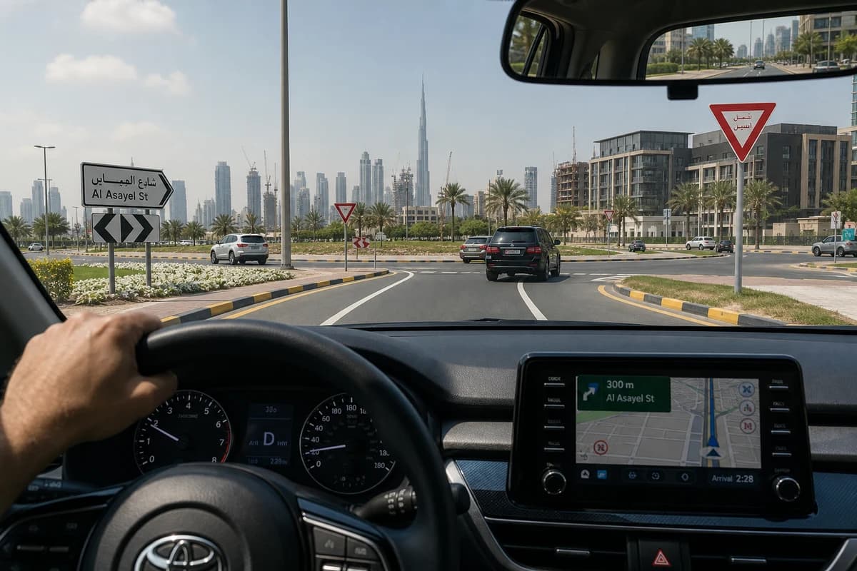 Roundabout priority and lane choice checklist for UAE rental drivers