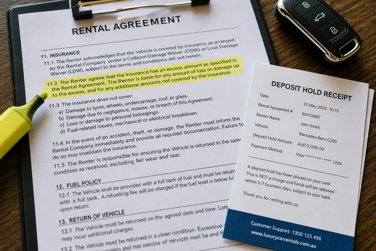 Rental agreement insurance clause and excess reduction options explained before Dubai handover